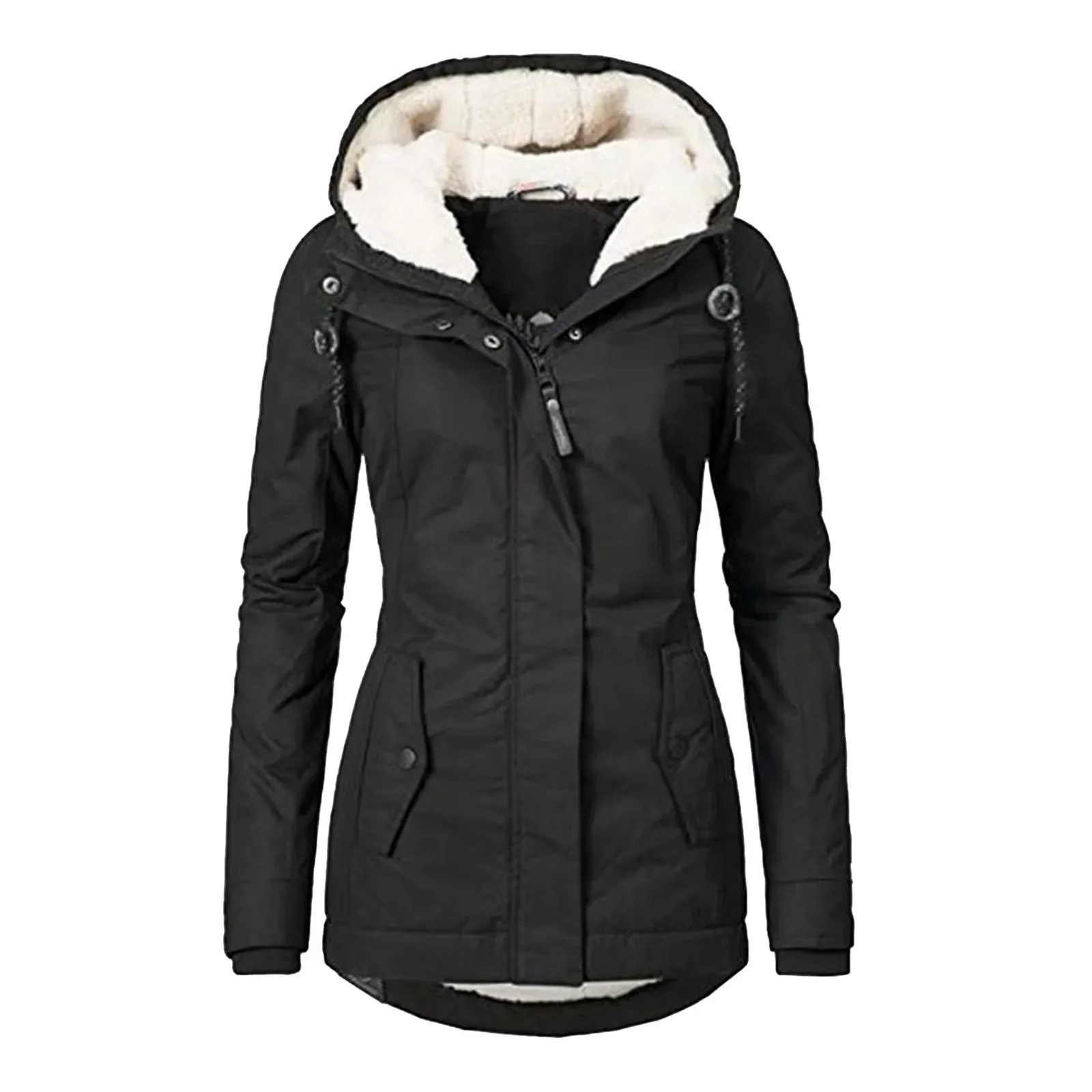 Hermyne - Lange Winterjas Dames Met Capuchon