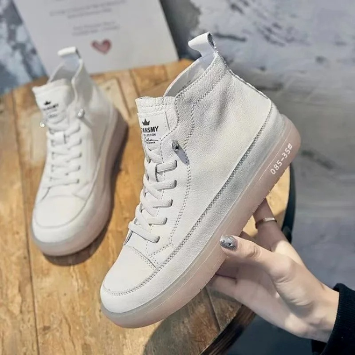 Willow -  Zacht Leren Antislip Lichtgewicht Dames Hoge Sneakers