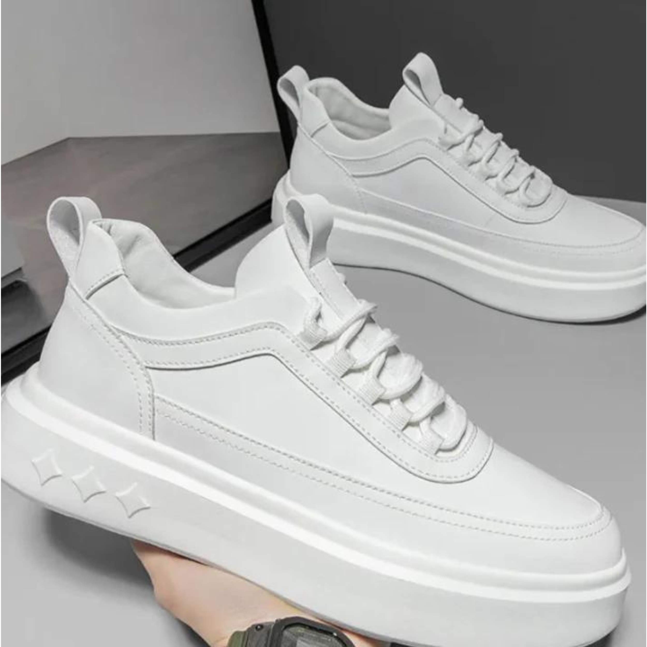 Denzel - Witte heren sneakers