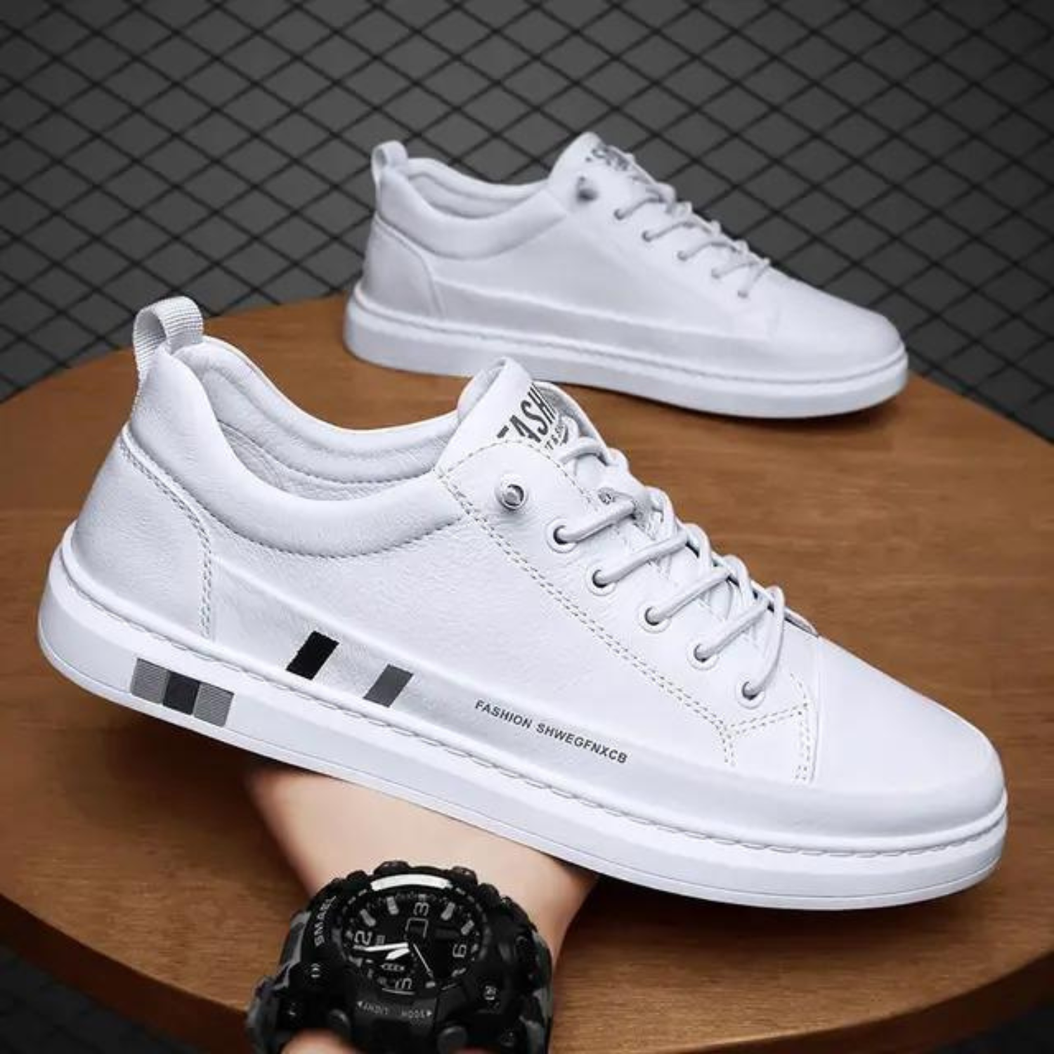 Adrian  - Leren Heren Sneakers met Letterdruk