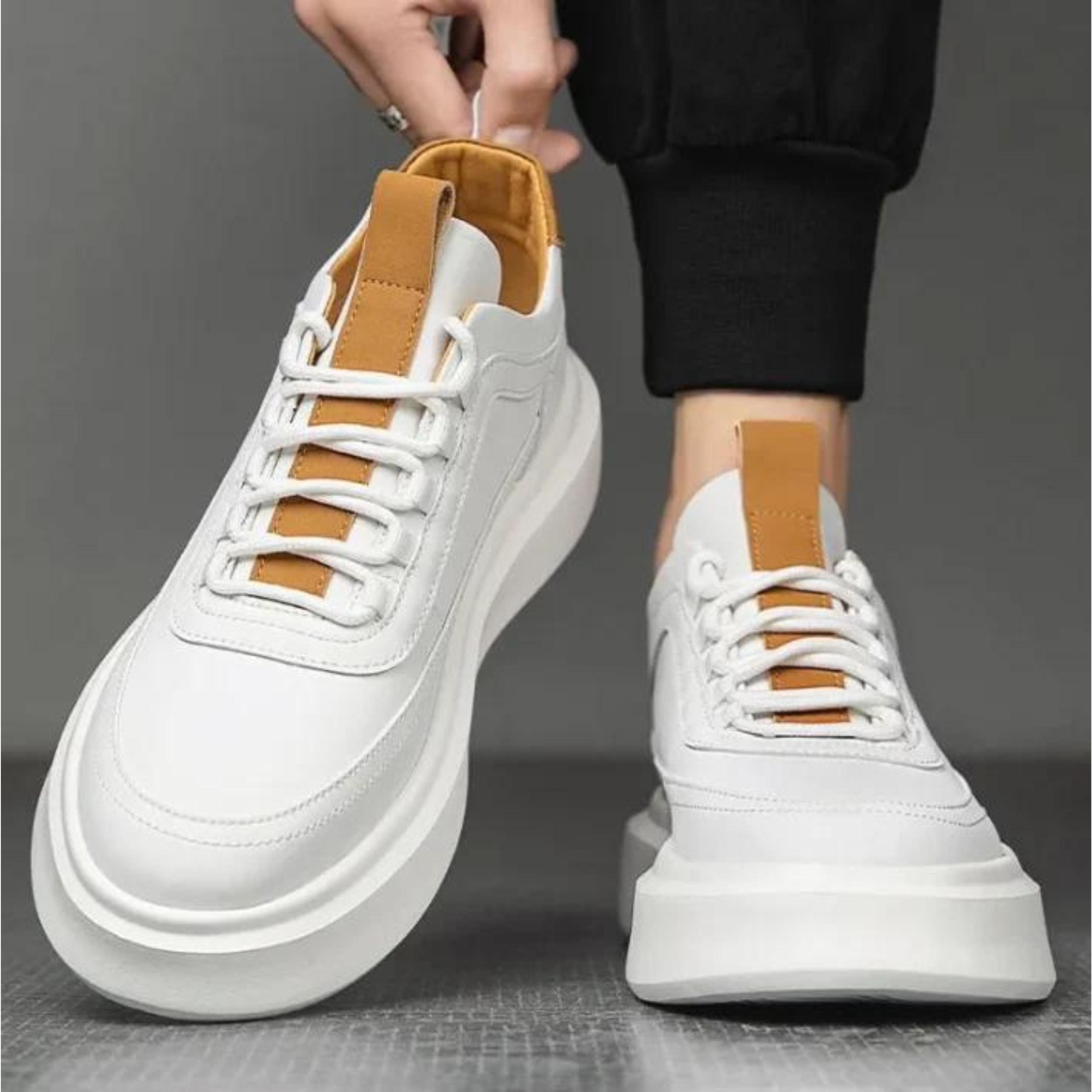 Denzel - Witte heren sneakers