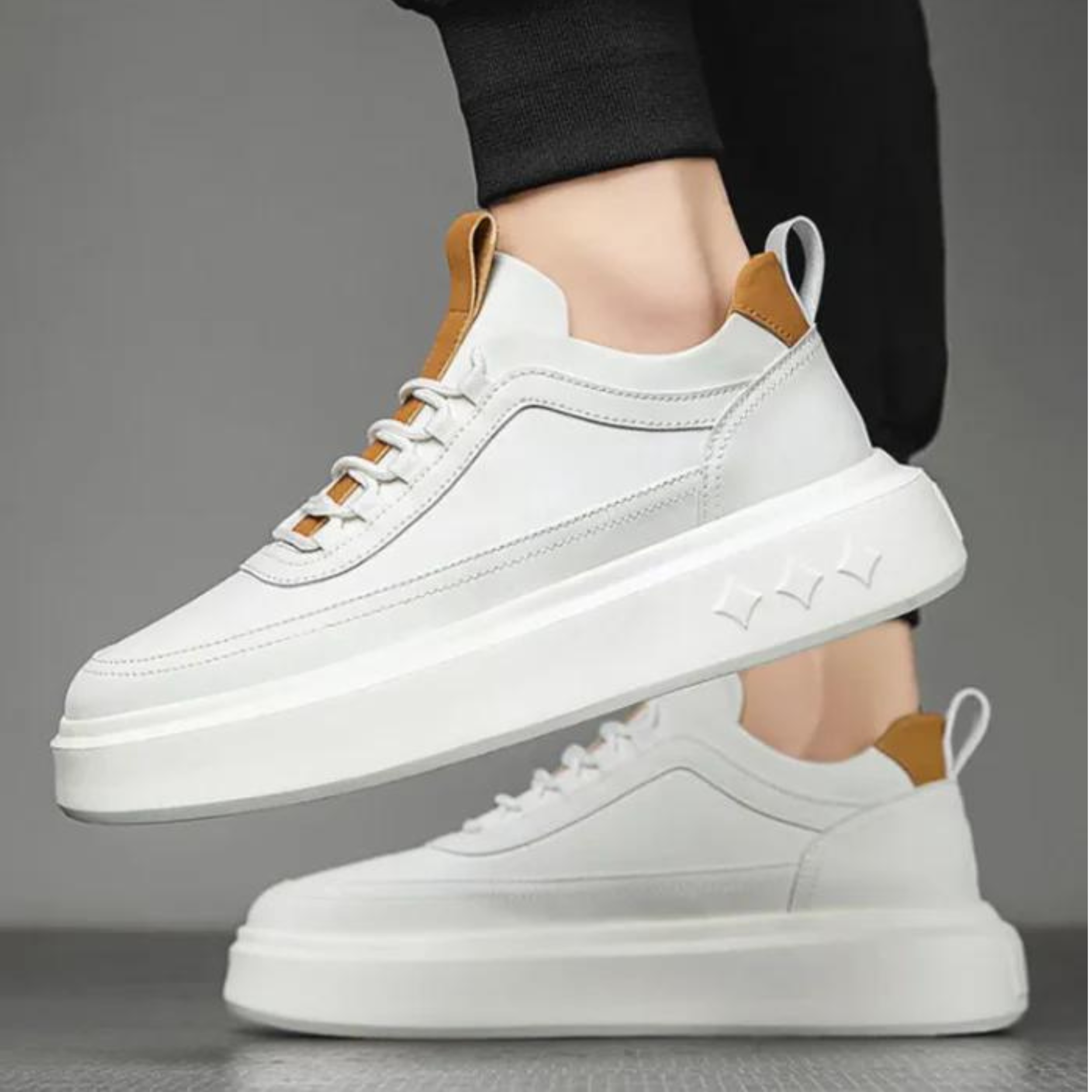 Denzel - Witte heren sneakers