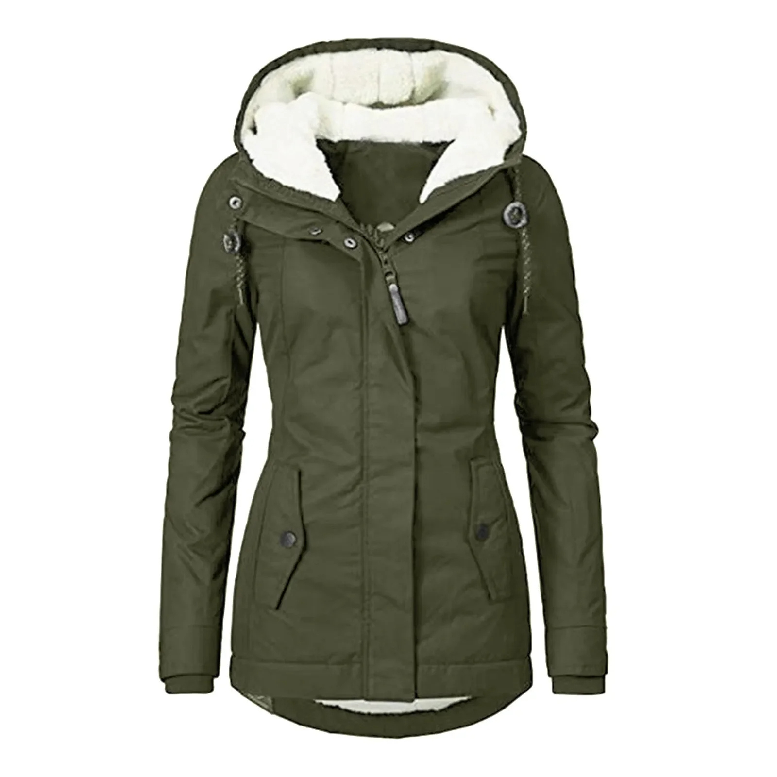 Hermyne - Lange Winterjas Dames Met Capuchon