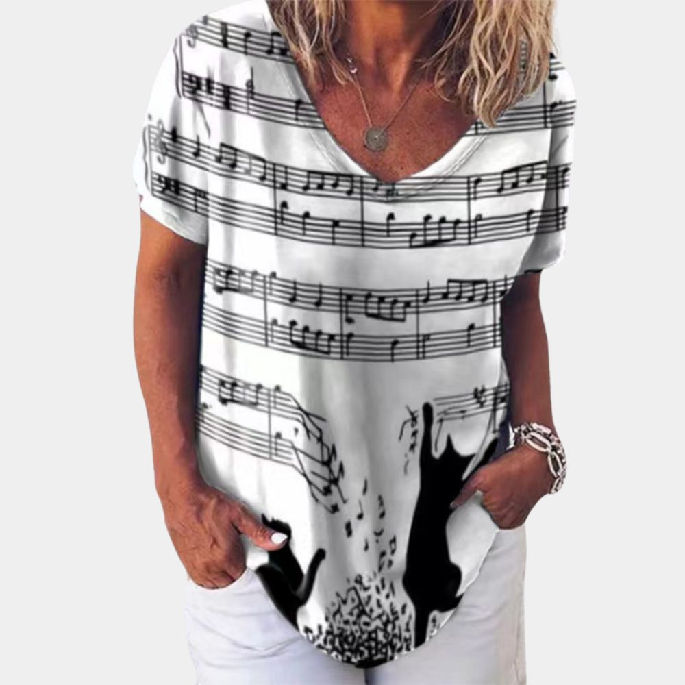 Addelle - T-Shirt Met Kattenprint