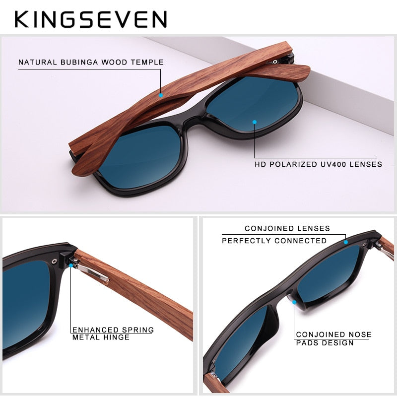 Kingseven - Zonnebril Met Houten Monturen