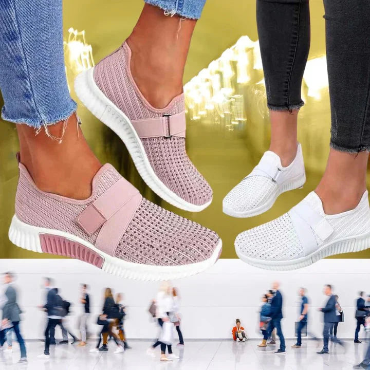 Raisa - Slip-On Dames Sneakers Met Klittenband | Verbeter Je Loophouding!