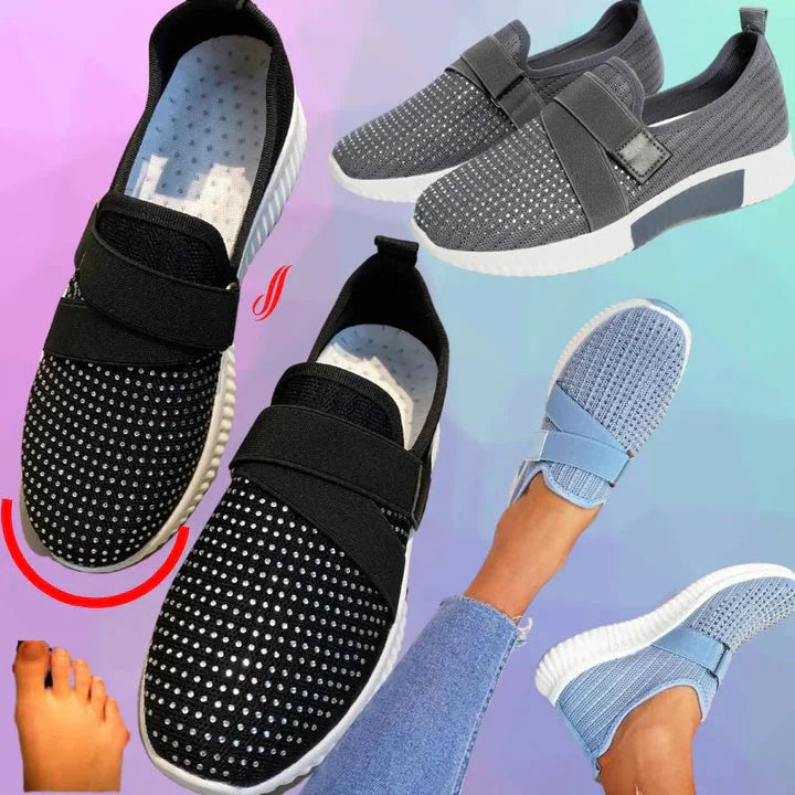 Raisa - Slip-On Dames Sneakers Met Klittenband | Verbeter Je Loophouding!