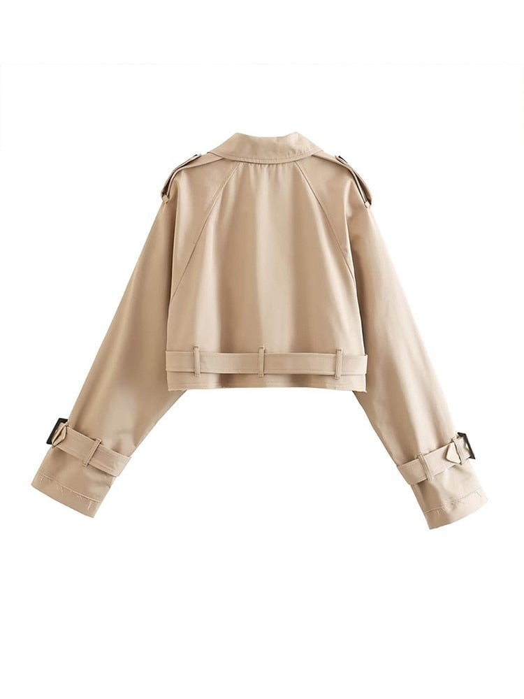 Elise - Beige cropped trenchcoat