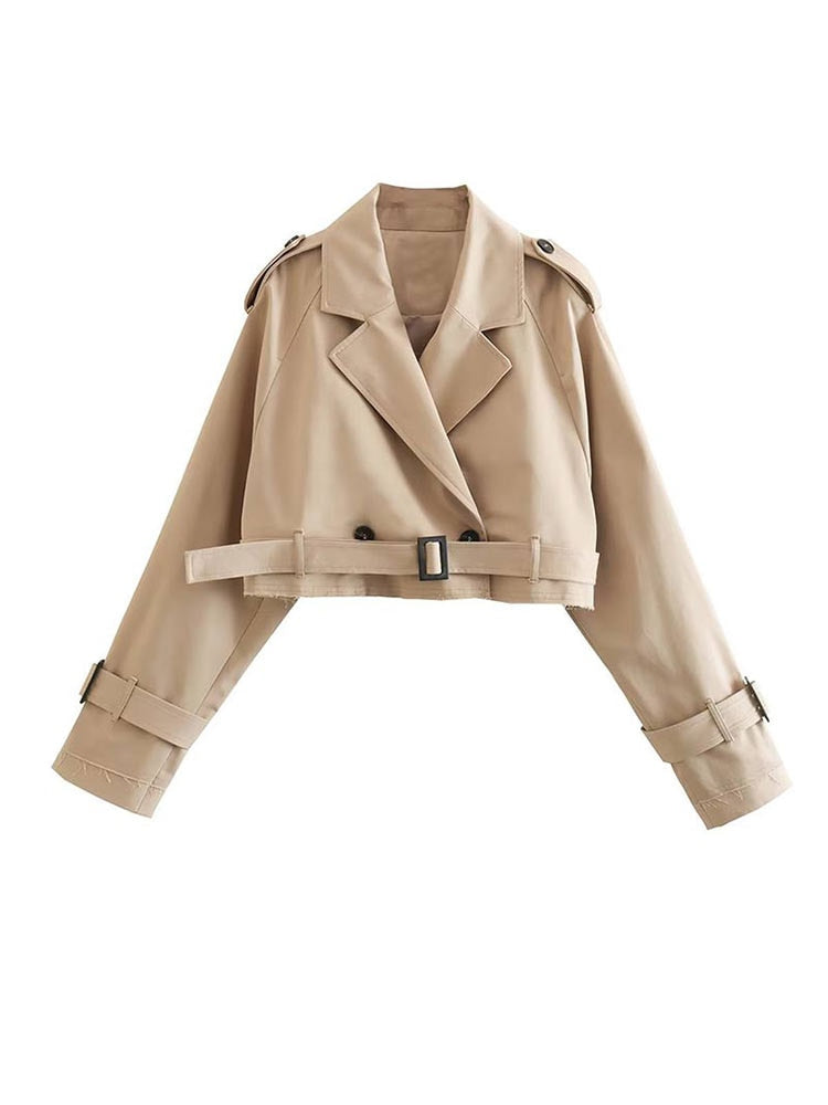 Elise - Beige cropped trenchcoat