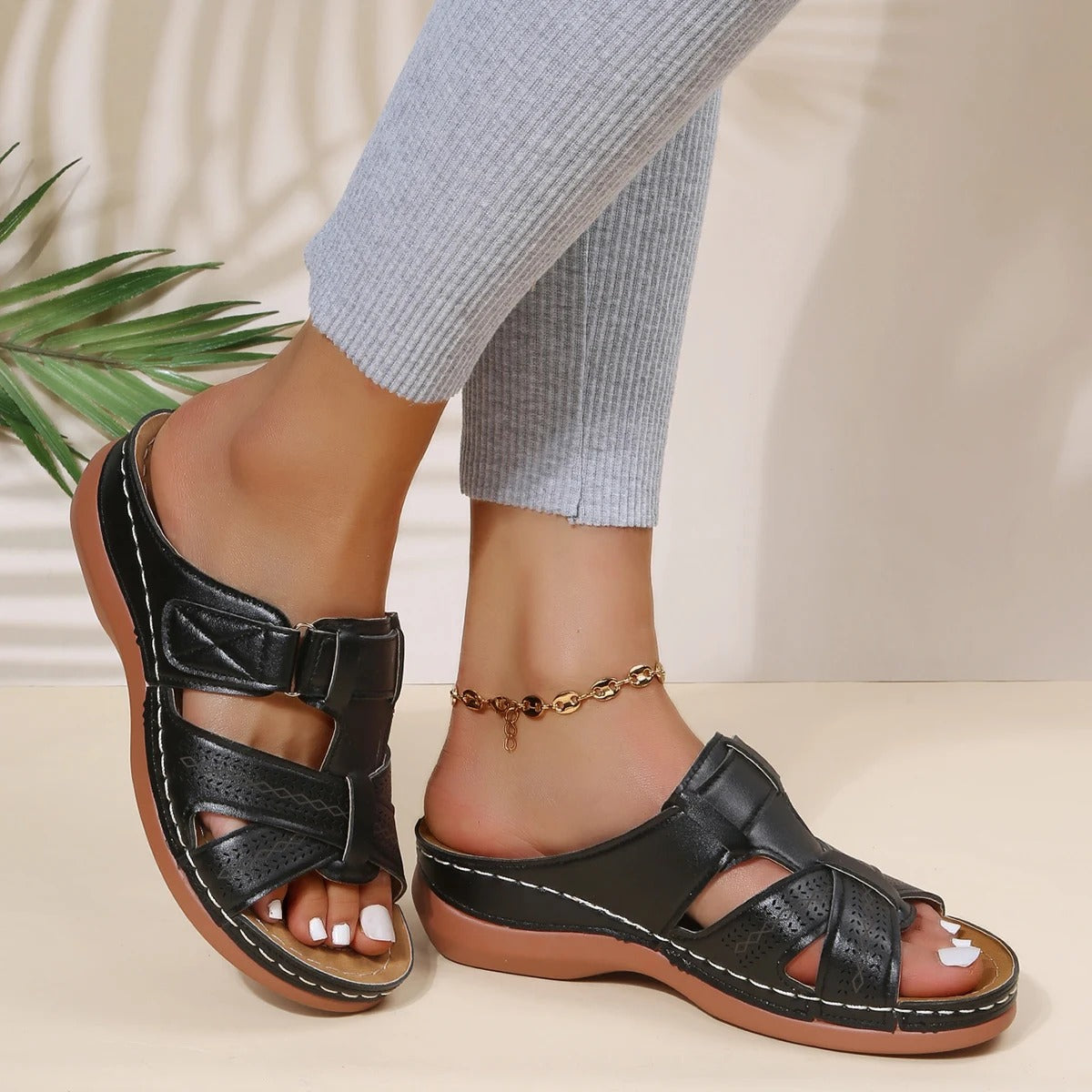 Whitney - Orthopedische Leren Dames Sandalen Met Open Teen